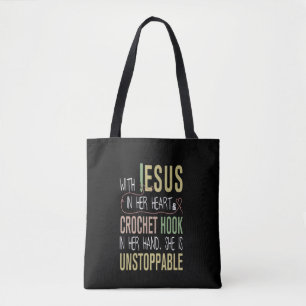 Tote Bag Avec Jésus Dans Son Coeur Crochet Hook Dans Sa Ma