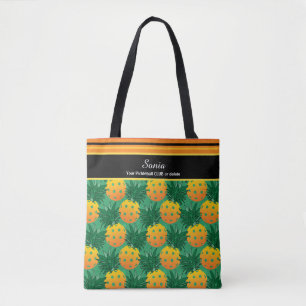 Tote Bag Avec nom et texte doux ananas pickleball