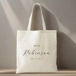 Tote Bag Avenir de la calligraphie délicate Mme Bride<br><div class="desc">Sac fourre-tout sur mesure pour que la mariée porte un nom personnalisé dans la calligraphie délicate moderne.</div>