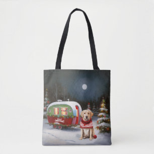 Tote Bag Aventure de Noël de la caravane du Labrador d'hive