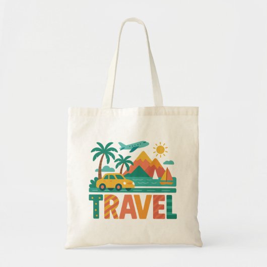 Tote Bag Aventure de voyage colorée (Devant)