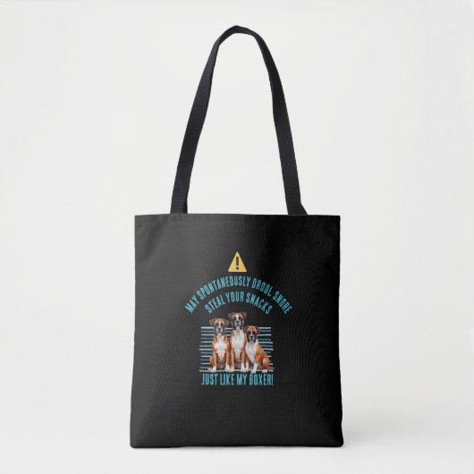 Tote Bag Avertissement de bave de Boxer drôle (Devant)