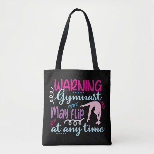 Tote Bag Avertissement Gymnaste peut se retourner à tout mo (Devant)