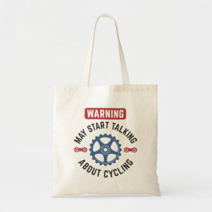 Tote Bag Avertissement Peut Commencer À Parler De Cyclisme