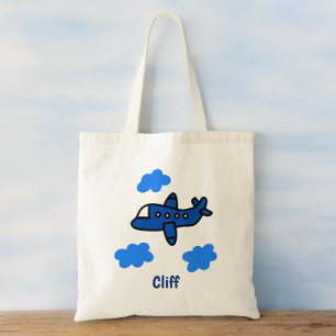 Tote Bag Avion Bleu dans les Nuages Personnalisé