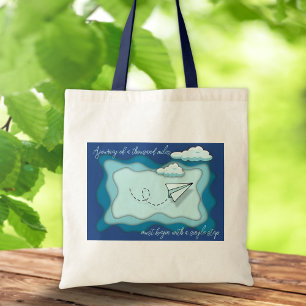Tote Bag Avion papier   Le voyage commence par un seul
