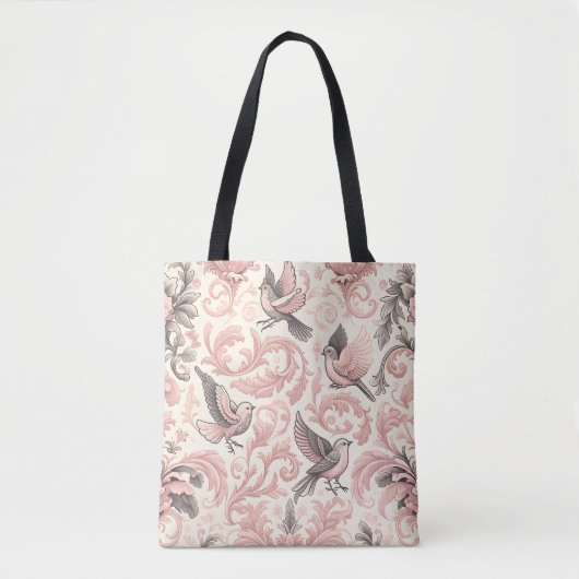 Tote Bag Avion victorien : un jardin pastel rose (Devant)