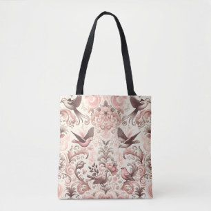 Tote Bag Avion victorien : Un Jardin rose pastel