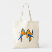 Tote Bag Avions de dessin animé Vibrant orange et bleu (Dos)