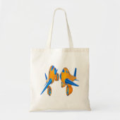 Tote Bag Avions de dessin animé Vibrant orange et bleu (Devant)