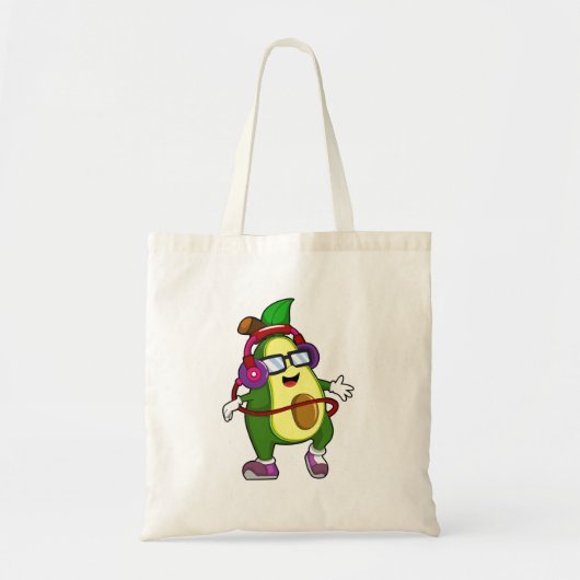 Tote Bag Avocado à musique avec casque (Devant)