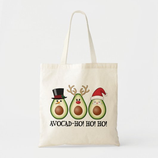 Tote Bag Avocado de Noël Frosty, Rudolph et Père Noël (Devant)