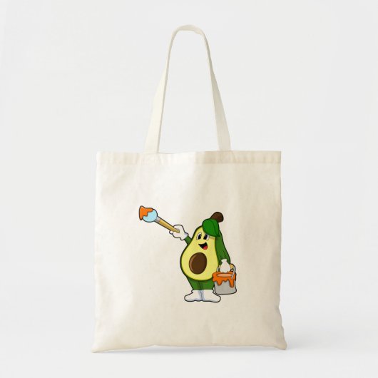 Tote Bag Avocado en peintre avec pinceau (Devant)
