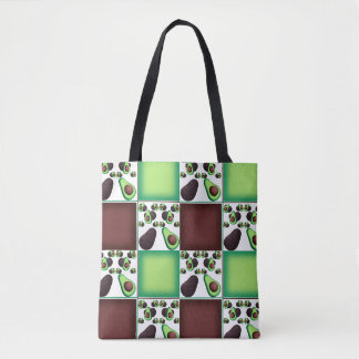 Tote Bag Avocado Grid Delight