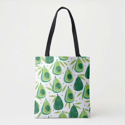 Tote Bag Avocado, timbre texturé, motif transparent. (Devant)