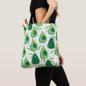 Tote Bag Avocado, timbre texturé, motif transparent. (De près)