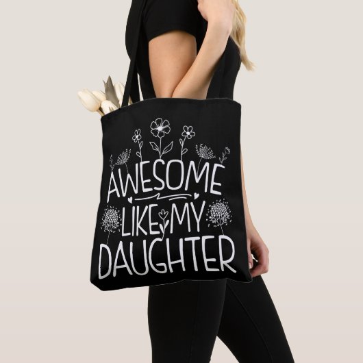 Tote Bag Awesome Comme Ma Fille Fleur sauvage Présente Mama (De près)