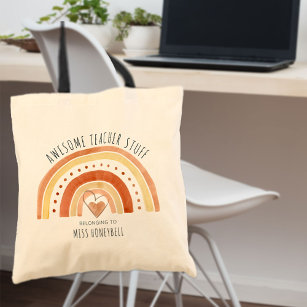 Tote Bag Awesome Enseignant Stuff Doodle Rainbow Personnali