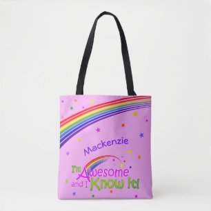 Tote Bag AWESOME et moi le savons avec Rainbow sur VIOLET