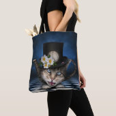 Tote Bag Awesome Mad Hatter Teapot Chat Conception Whimsica (De près)