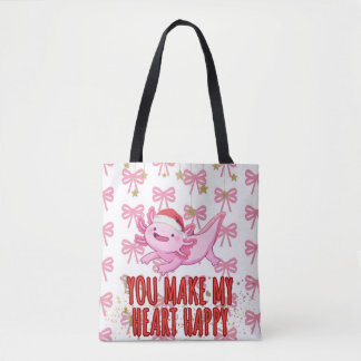 Tote Bag axolotl à ceinture rose mou