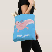 Tote Bag axolotl rose pâle (De près)
