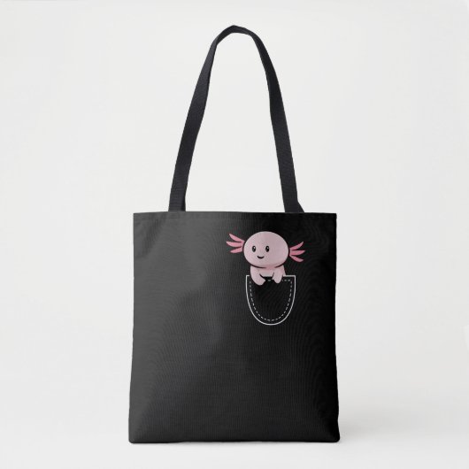Tote Bag Axolotls Axolotl Dans Une Poche Kawaii (Devant)