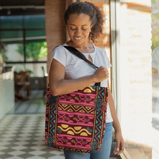 Tote Bag Aztec africain rouge