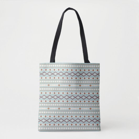 Tote Bag Aztec Formes Motif Rusts Crème Turquoise-Bleu (Devant)