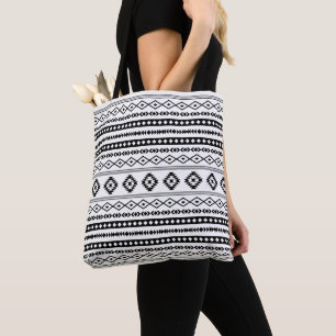 Tote Bag Aztec noir sur blanc Motifs mélangés Motif
