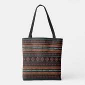 Tote Bag Aztec Rusts Turquoise Noir Motifs mélangés Motif (Dos)