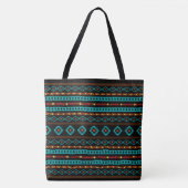 Tote Bag Aztec Turquoise Reds Yellow Black Motifs mixtes Mo (Devant)