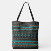 Tote Bag Aztec Turquoise Reds Yellow Black Motifs mixtes Mo (Dos)