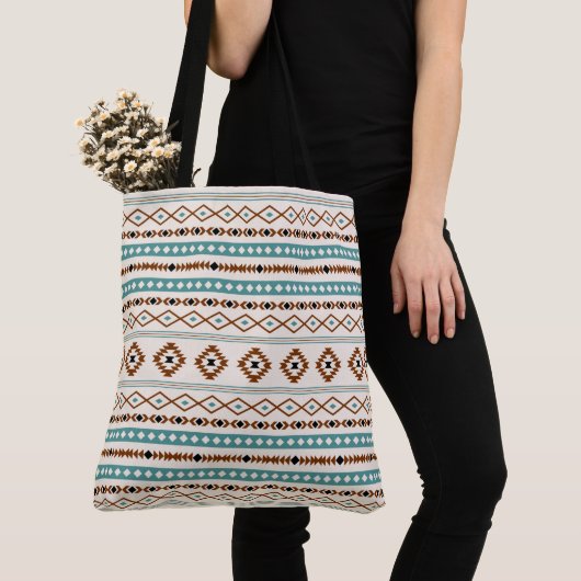 Tote Bag Aztec Turquoise Terracotta Crème Noire Mixte Motif (De près)
