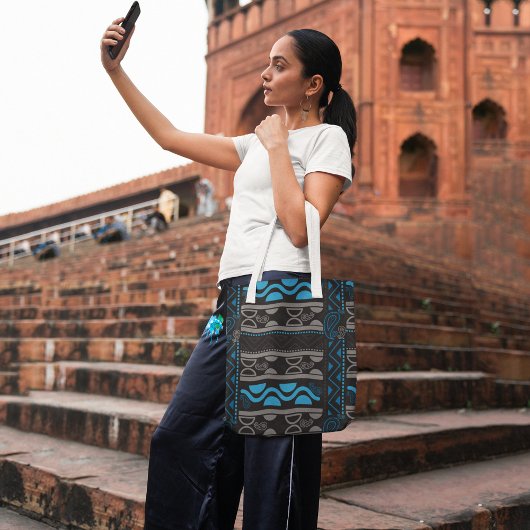 Tote Bag Aztèque bleu africain