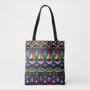 Tote Bag Aztèque géométrique tribal : Motif Vintage coloré