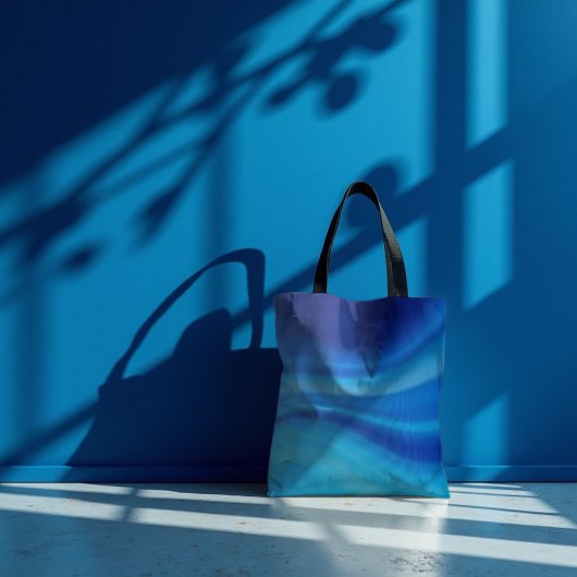 Tote Bag Azure Shift - Dégradé dynamique de vague bleue