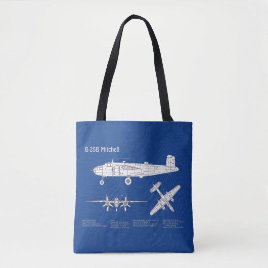 Tote Bag B-25B Mitchell Doolittle - Plan d'avion ABD (Devant)
