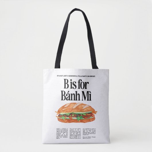 Tote Bag B est pour le sandwich vietnamien Banh Mi (Devant)