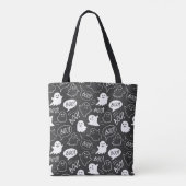 Tote Bag B&W Cute Doodle Halloween Motif (Dos)