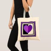 Tote Bag B&W Purple Hearts Beating (Devant (produit))