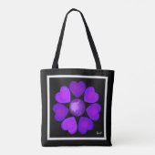 Tote Bag B&W Purple Hearts Beating (Dos)