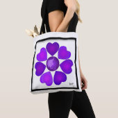 Tote Bag B&W Purple Hearts Beating (De près)