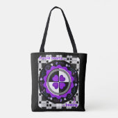 Tote Bag B&W Purple Hearts Beating (Dos)