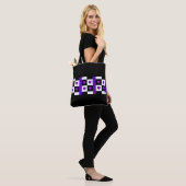 Tote Bag B&W Purple Hearts Beating (Sur le modèle)