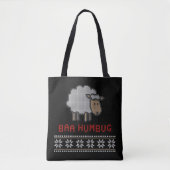 Tote Bag Baa Humbug Sheep de Noël | Style de pull moche (Devant)