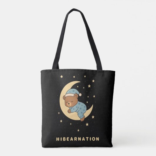 Tote Bag Baby Bear Hibernating on Moon (Dos)