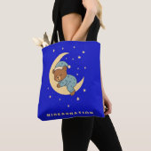 Tote Bag Baby Bear Hibernating on Moon (De près)