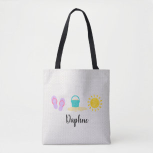 Tote Bag Baby Girls Watercolor Beach Trio