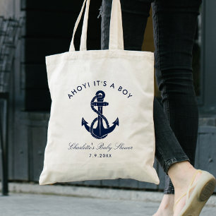 Tote Bag Baby shower d'Ancre bleu marine Personnalisé